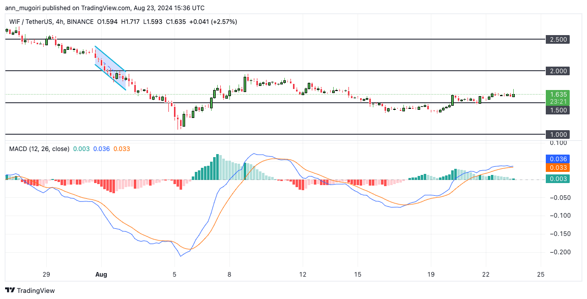 Dogwifhat 价格因鲸鱼购买而飙升 15%，WIF 能否扩大到 5 美元？