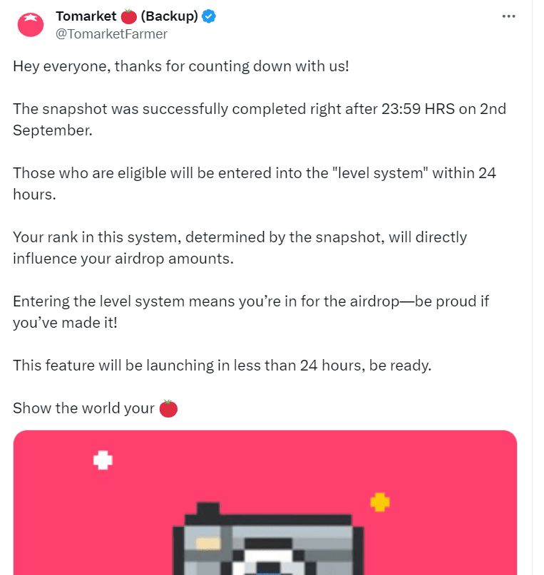 Tomarket Snapshot Announcement"<br />