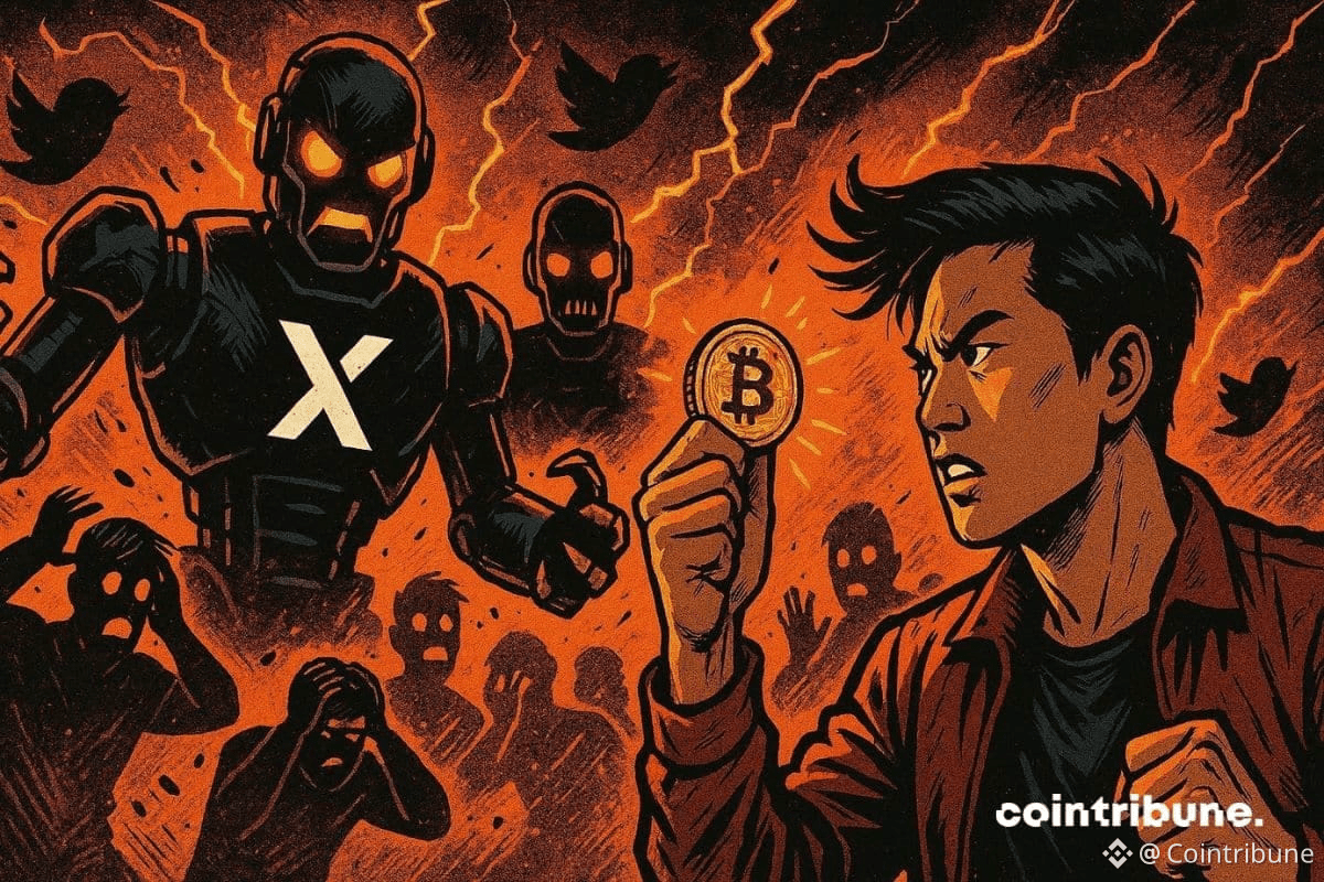 Ki Young Ju de CryptoQuant qui affronte les bots de X sur la censure des cryptos.