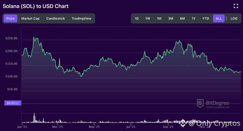 Solana price chart of 2025 from BitDegree